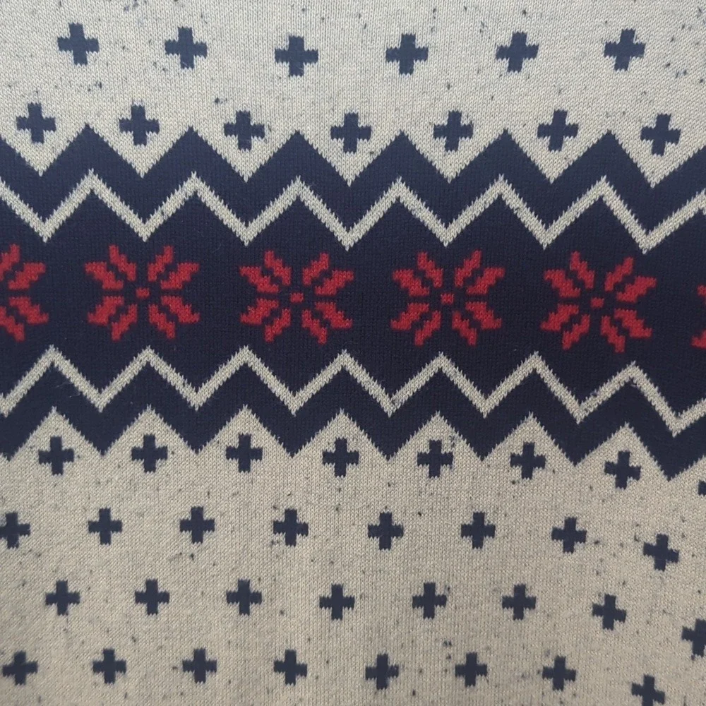 Pac Sun On the‎ Byas Men's Nordic Fair Isle Winter Cream, Navy, and Red Sweater